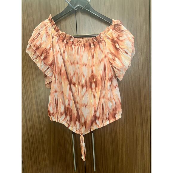 INC International Concepts Top Medium NWT Orange Tie Dye Off Shoulder Blouse - Picture 1 of 10